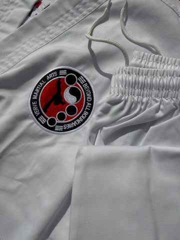 White V-Neck 7oz Poly-Cotton VERVE Embroidered Uniform